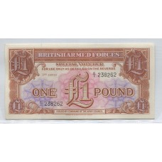 INGLATERRA 1 LIBRA PARA USO DE LAS FUERZAS ARMADAS 3° SERIE BILLETE SIN CIRCULAR, UNC